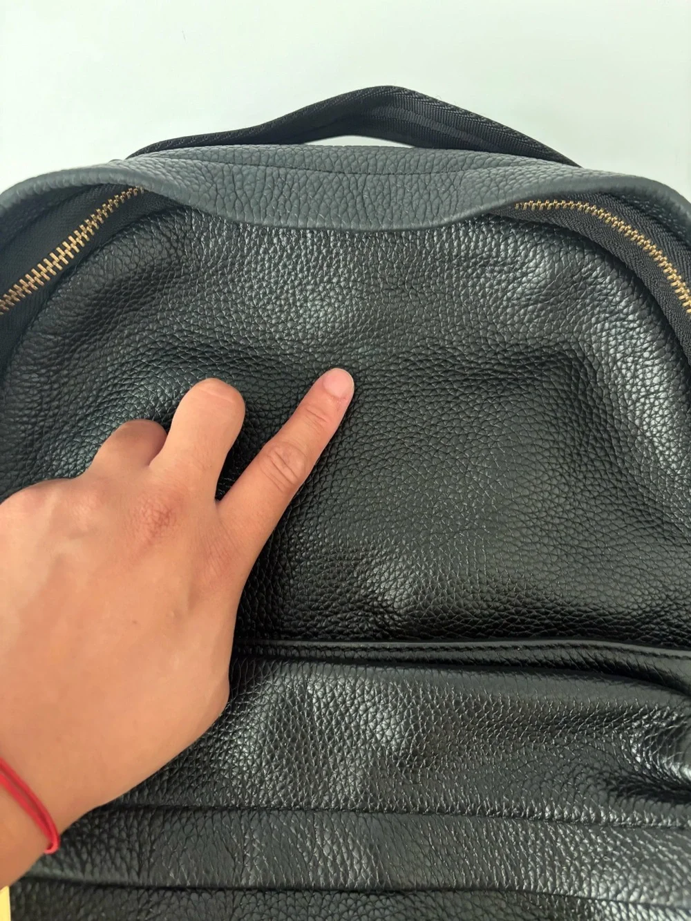 Marc Jacobs Black Pebbled Leather Backpack with Gold Accents